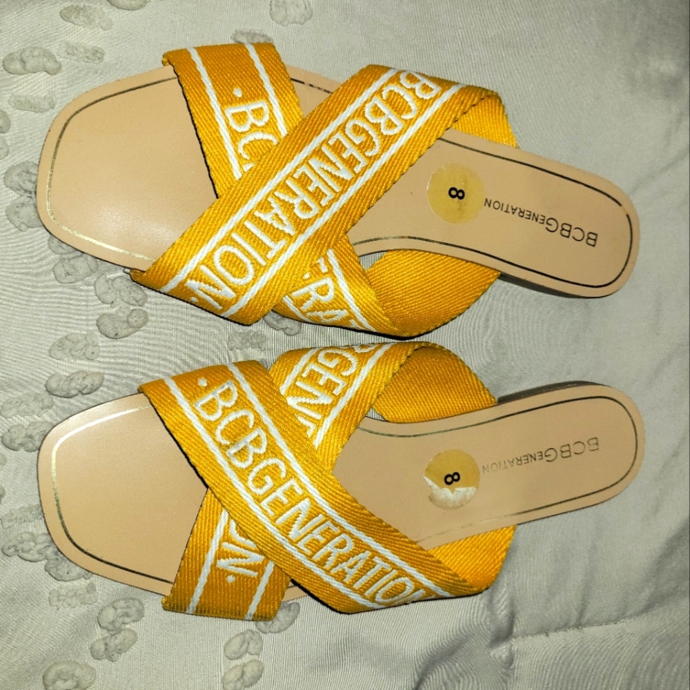 BCBGeneration Mustard Crisscross Sandals - Picture 3 of 4